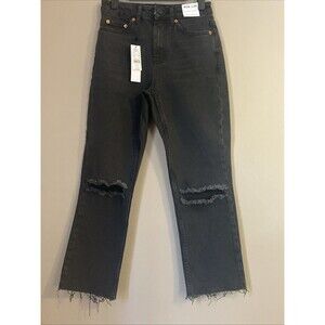 Topshop Womens High Waisted straight leg denim jeans 26W30L(US4)  Frayed Hem NWT